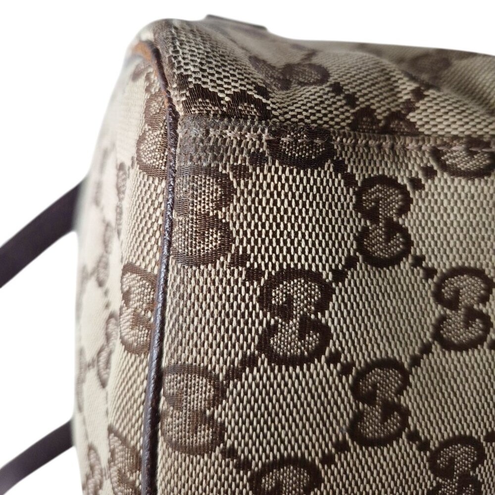 GUCCI Original GG Pattern Canvas Crossbody Camera Bag Classic Leather Trim - Picture 14 of 16